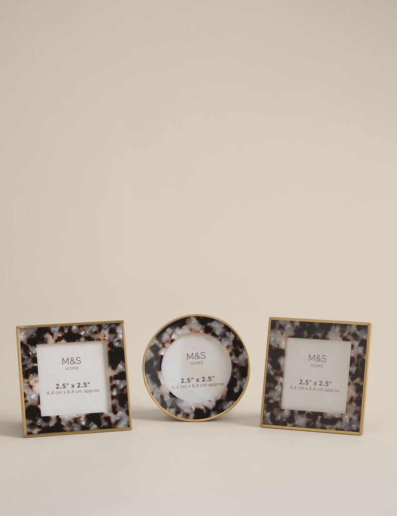 Tortoise shell photo frames set of three 2.5x2.5 inch, UK version