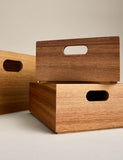Wooden stacking boxes set of three for kitchen storage (British brand)