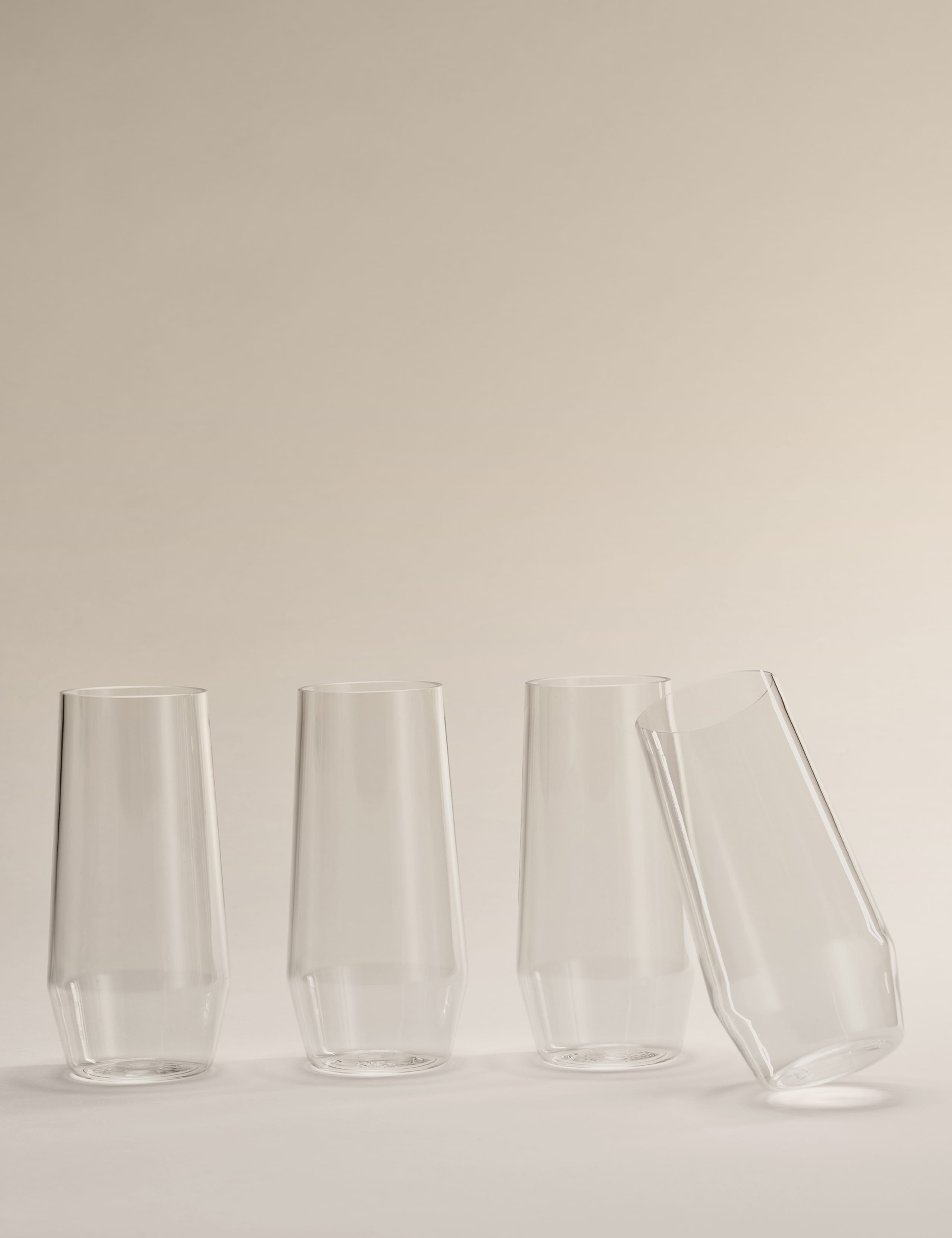 Set of 4 angular picnic hi ball glasses, 16.5 cm, (British brand)