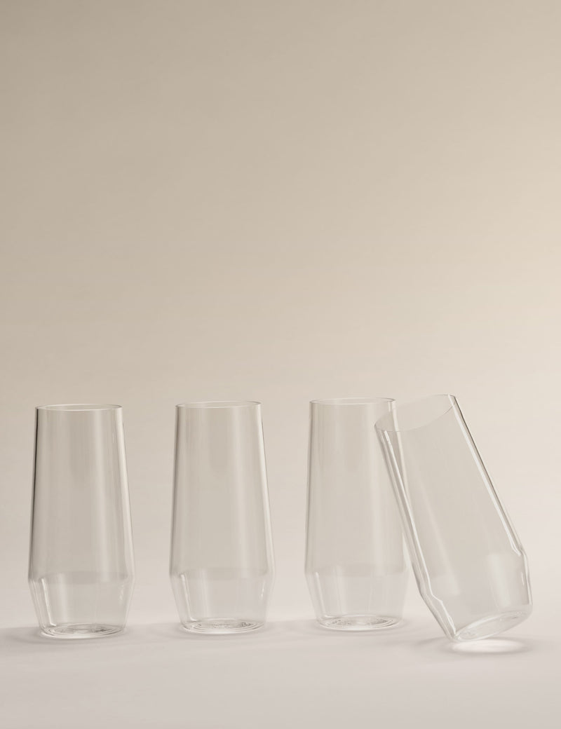 Set of 4 angular picnic hi ball glasses, 16.5 cm, (British brand)