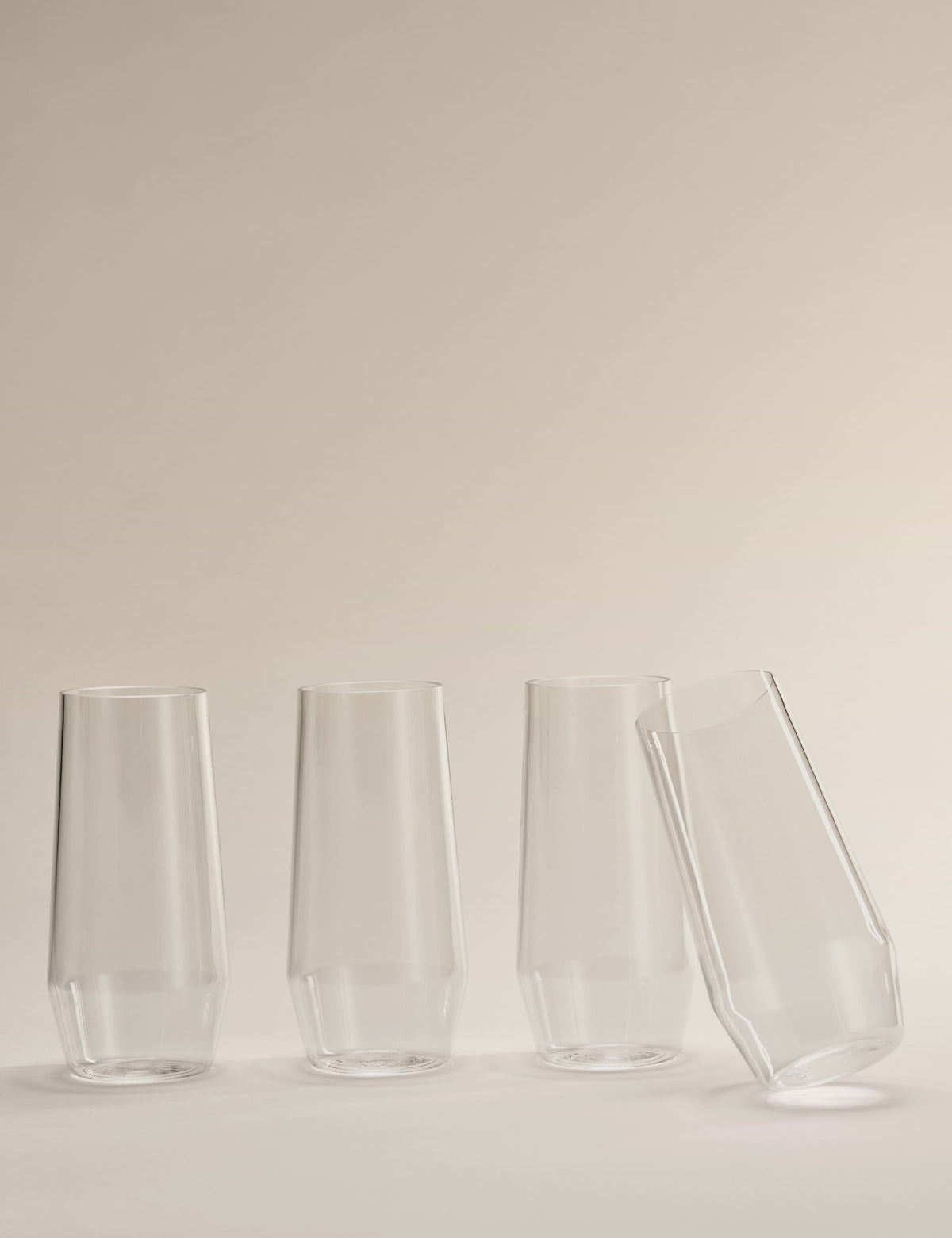 Set of 4 angular picnic hi ball glasses, 16.5 cm, (British brand)