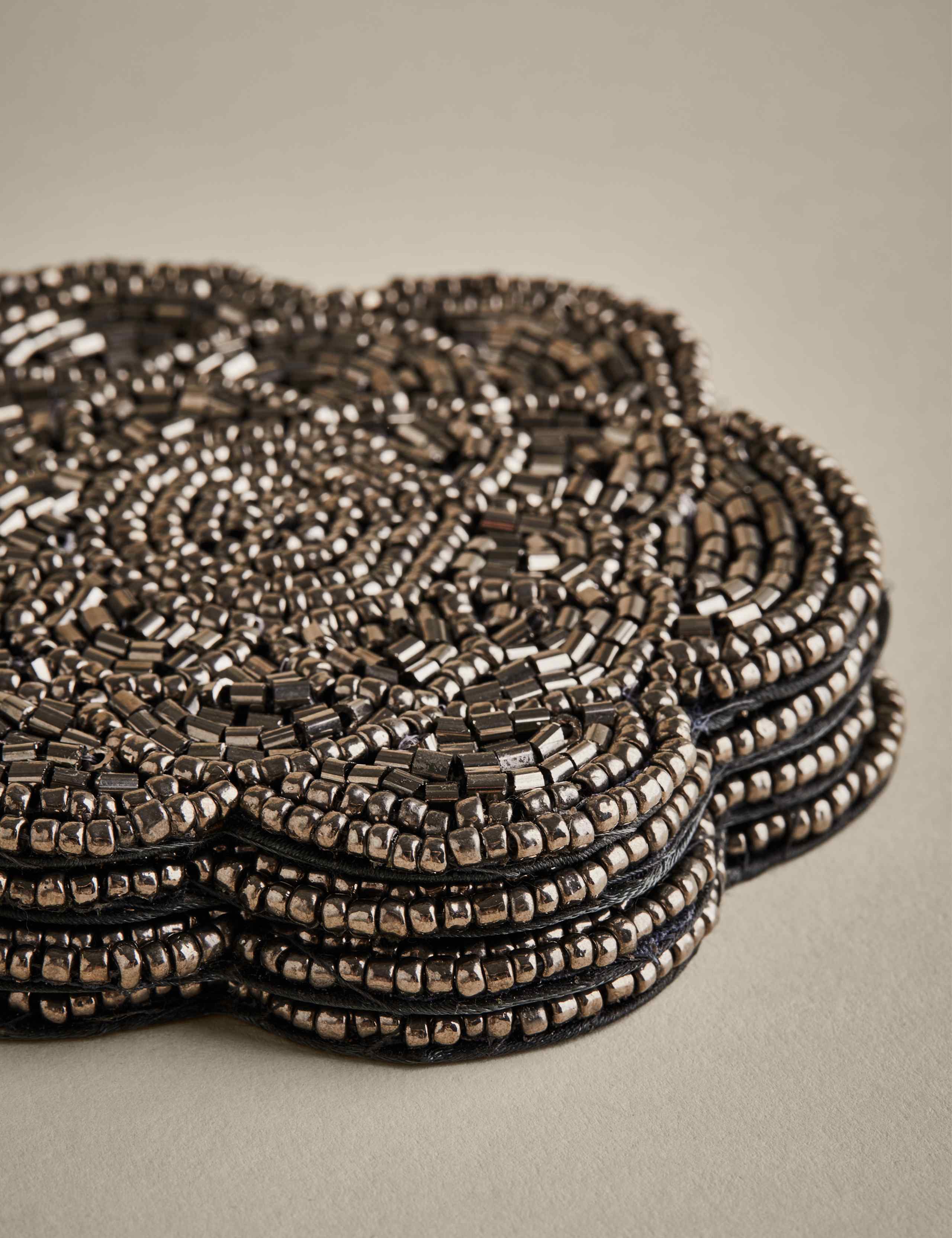 Set of 4 Beaded Scallop Coasters (British brand)