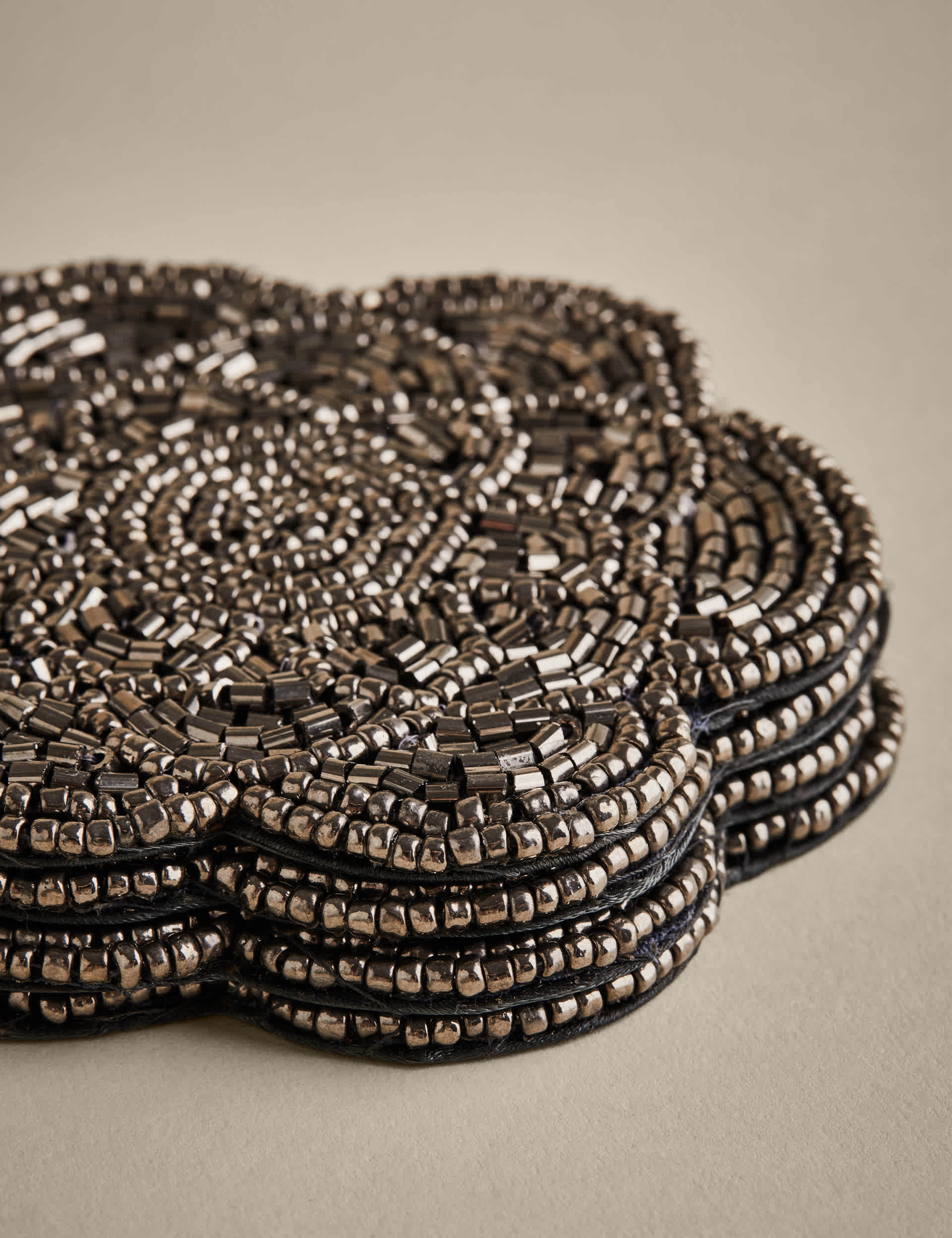 Set of 4 Beaded Scallop Coasters (British brand)