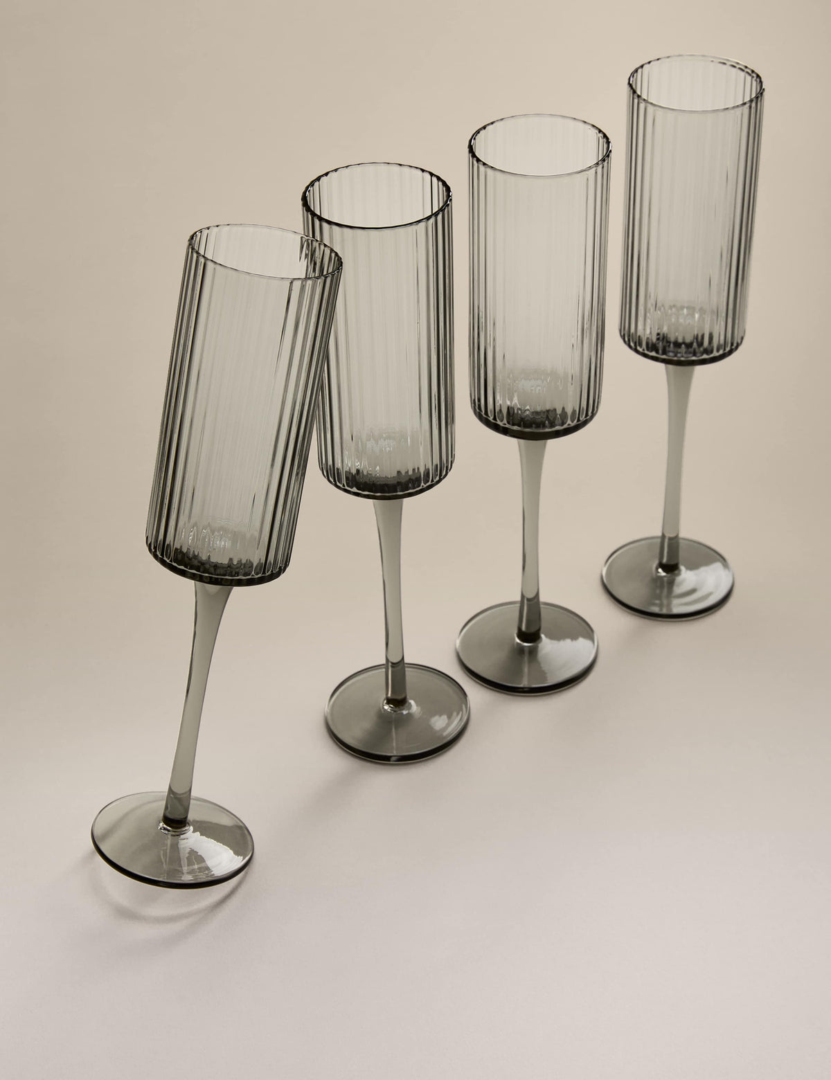 Celine ribbed champagne flutes set of 4 (British brand)