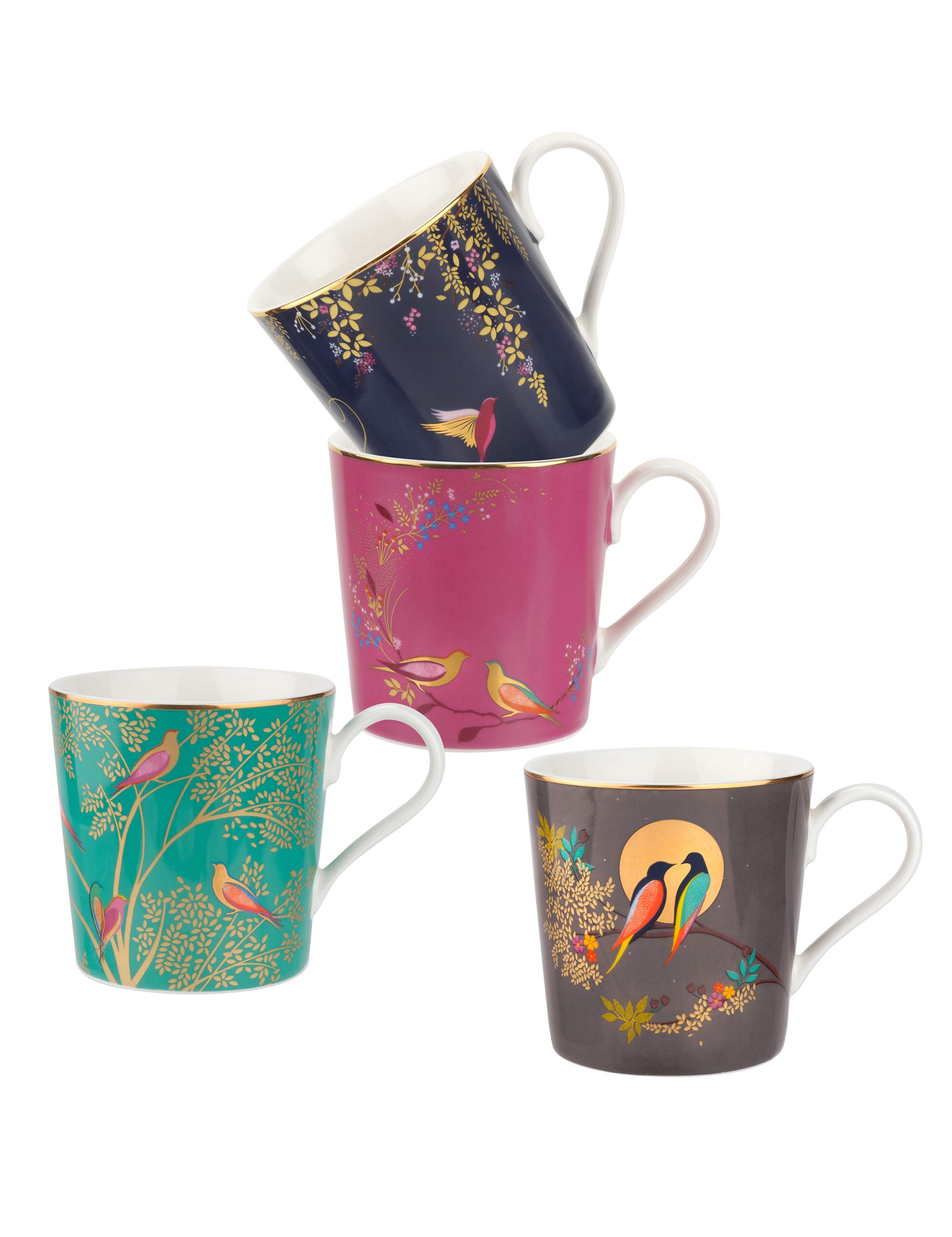 Sara Miller Chelsea fine china mugs set of 4, imported from the UK