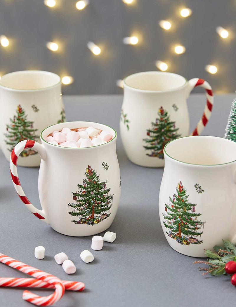Set of 4 Christmas Tree Mugs
