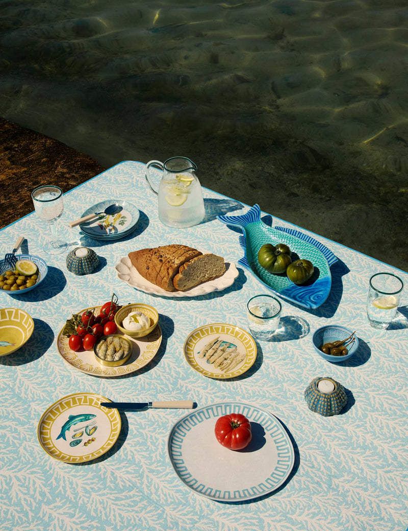 Set of 4 coastal picnic dinner plates - British product