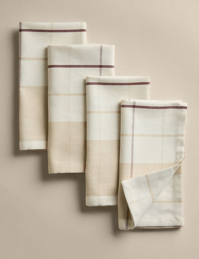 Ensemble de 4 serviettes en tissu à carreaux riches en coton