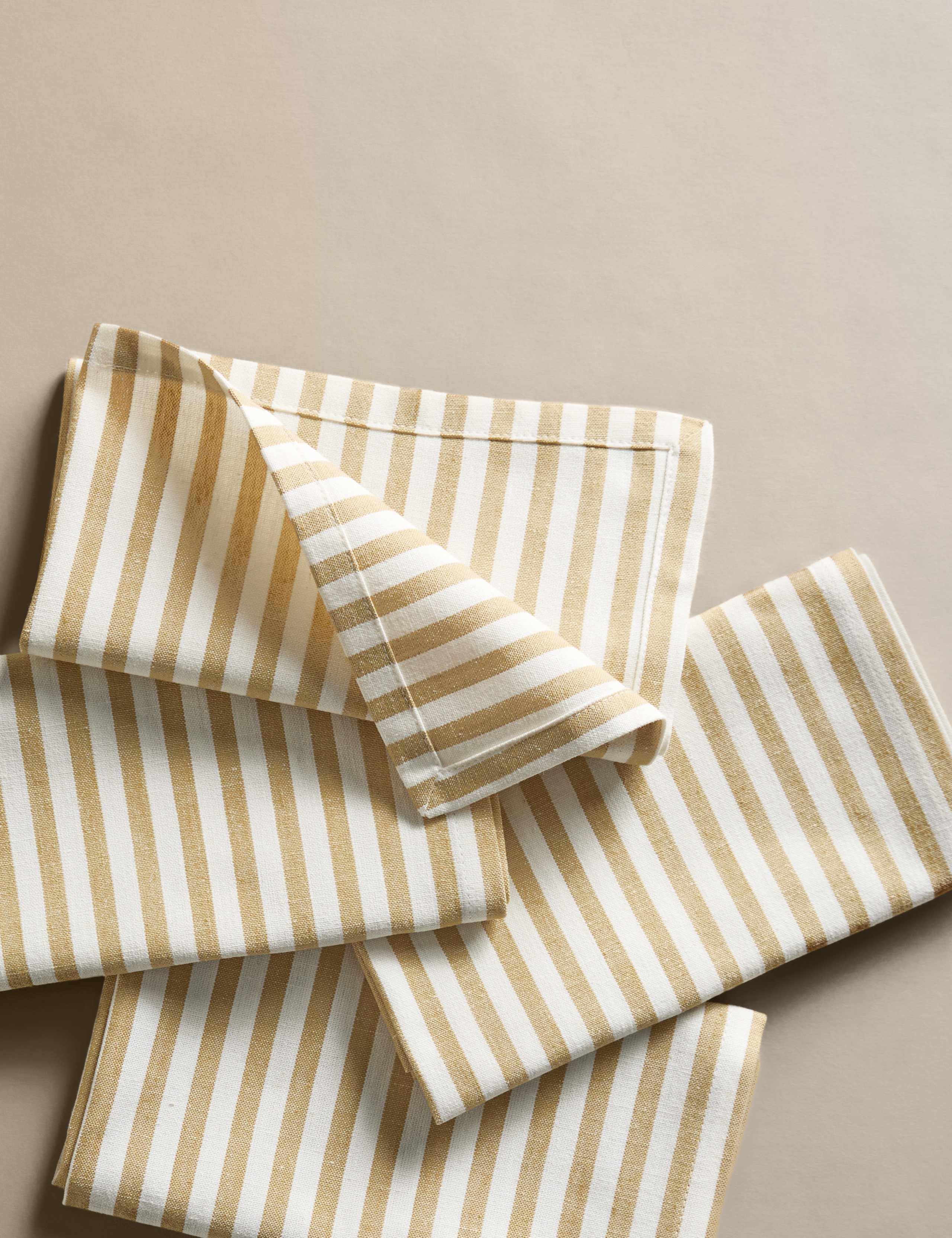 Cotton and Linen Thin Stripe Napkins Set of 4 (British brand)