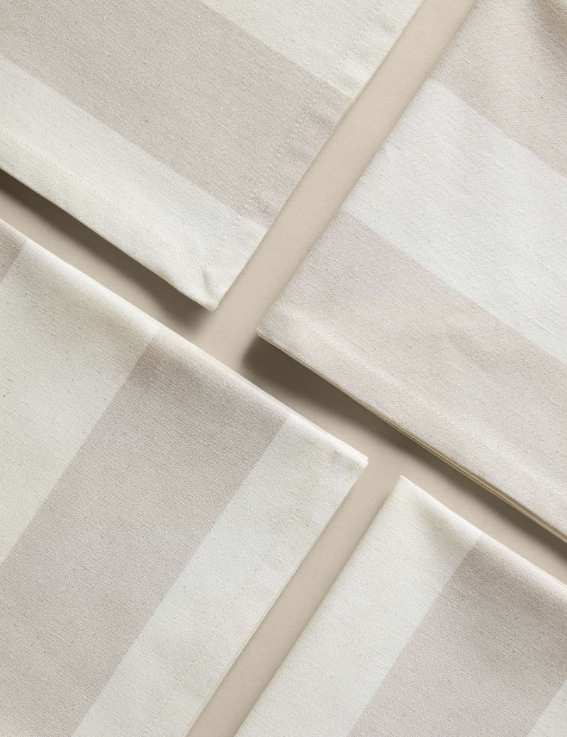 Cotton with linen wide stripe napkins, set of 4 (British brand)