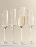 Set of 4 Etched Champagne Flutes