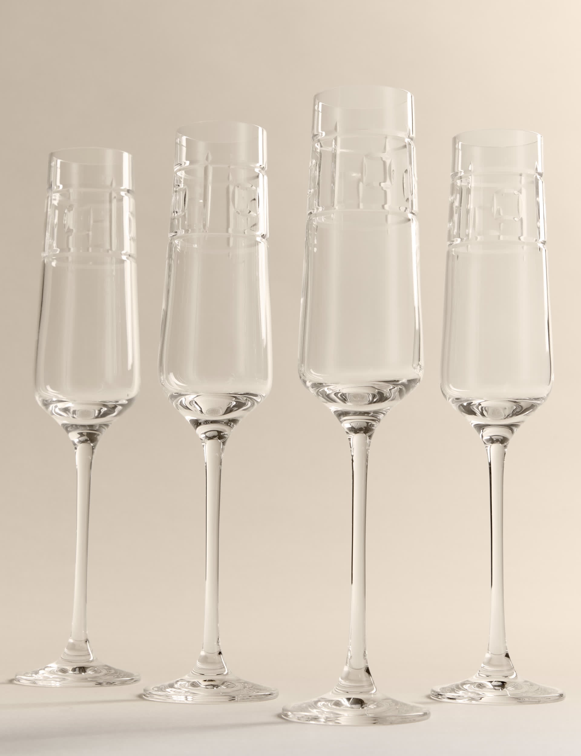 M&S etched champagne flutes set of 4 (British brand)