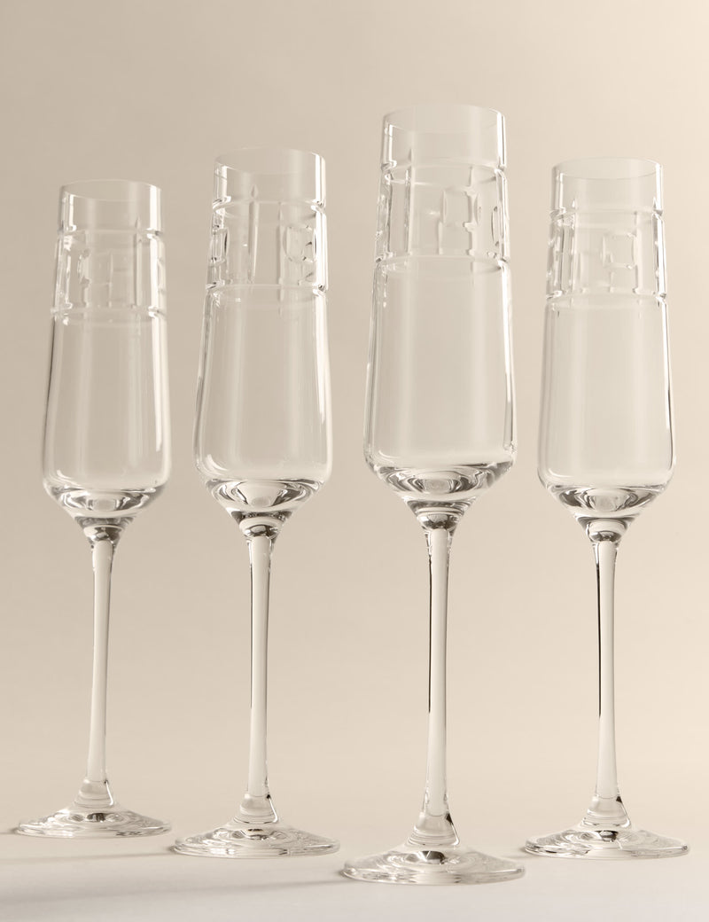 M&S etched champagne flutes set of 4 (British brand)
