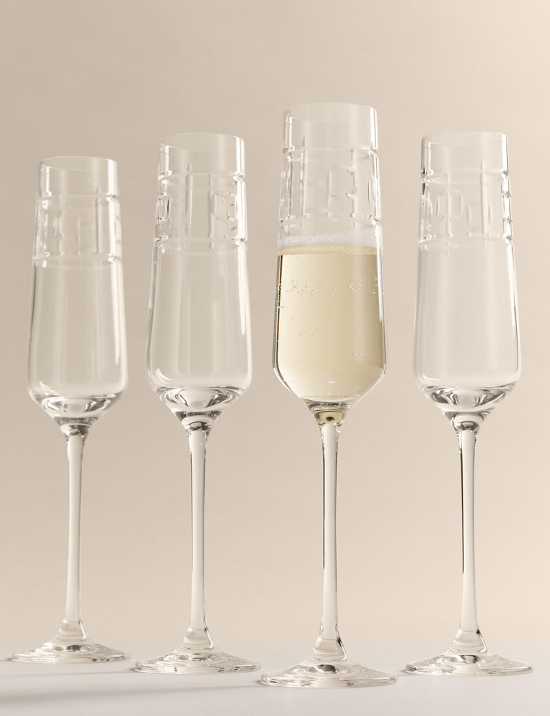 M&S etched champagne flutes set of 4 (British brand)