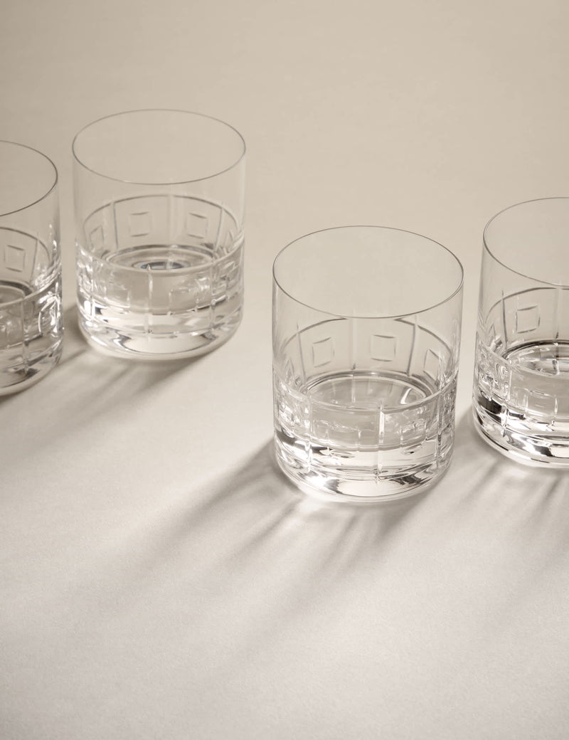 M&S X Kelly Hoppen etched crystal glass tumblers set of four (British brand)