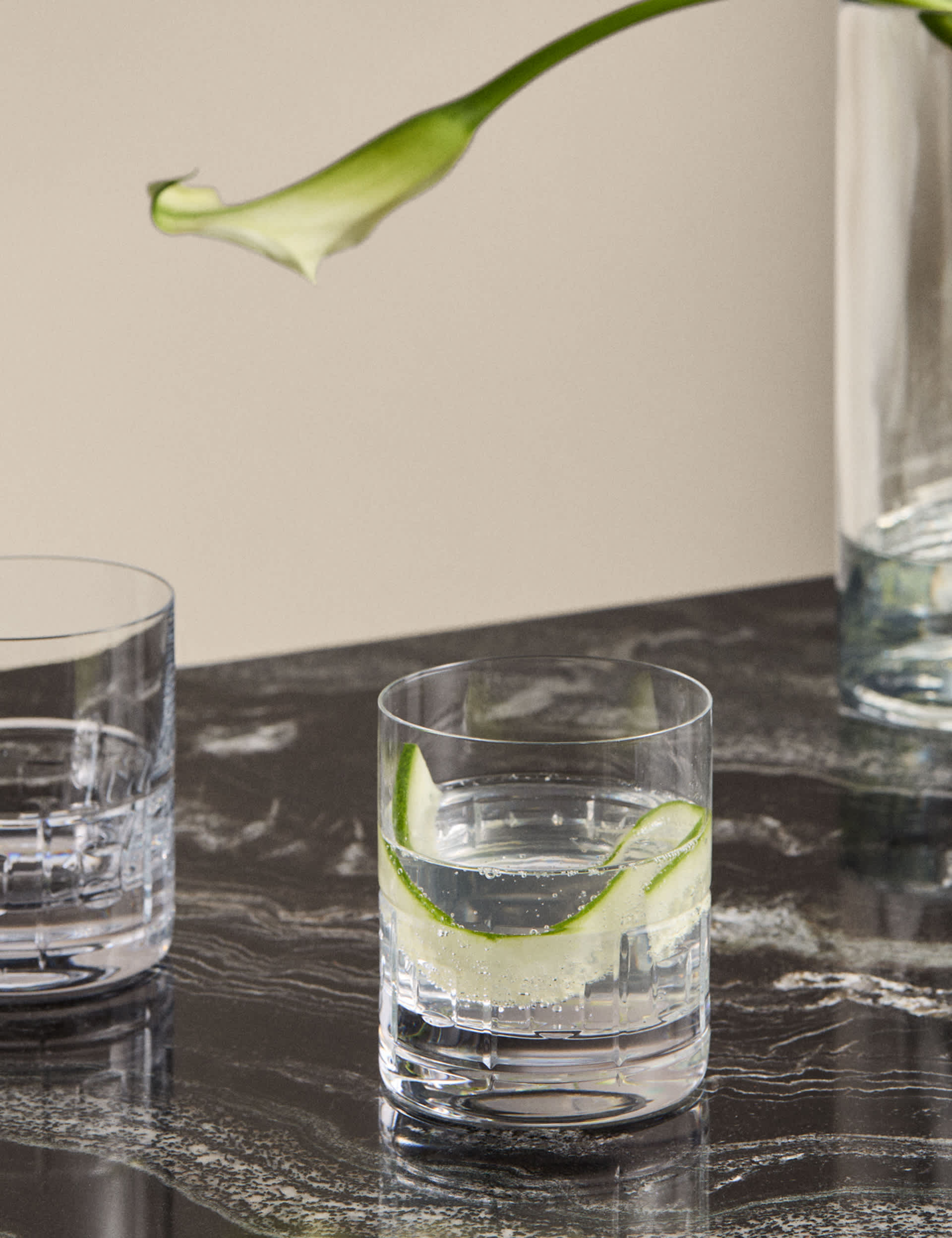M&S X Kelly Hoppen etched crystal glass tumblers set of four (British brand)