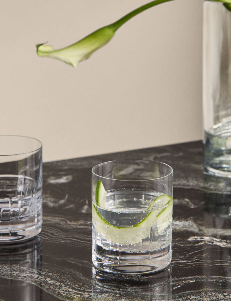 M&S X Kelly Hoppen etched crystal glass tumblers set of four (British brand)