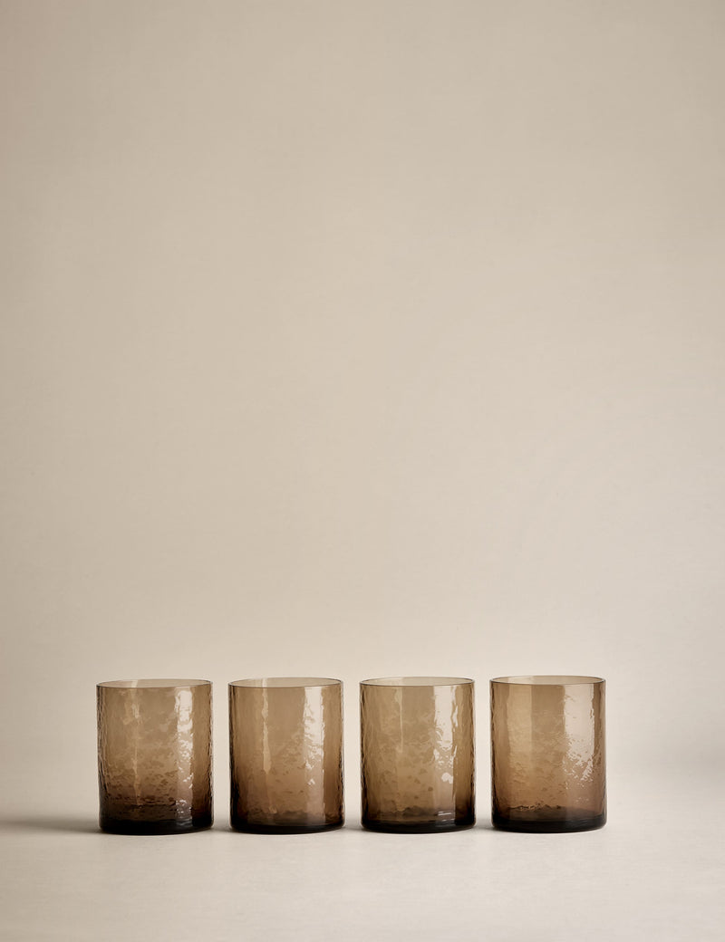 Hammered glass tumblers set of 4, imported from the UK