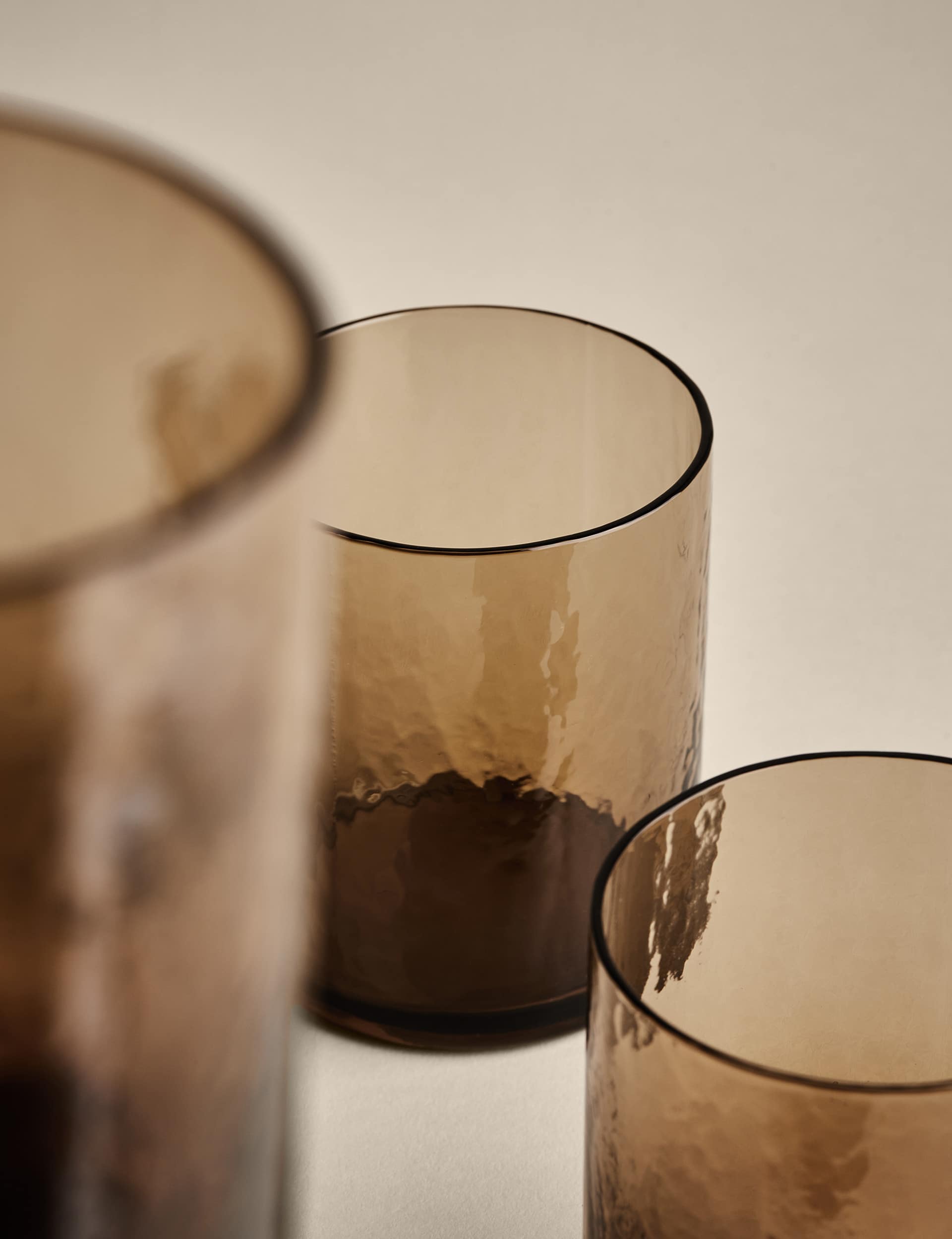 Hammered glass tumblers set of 4, imported from the UK