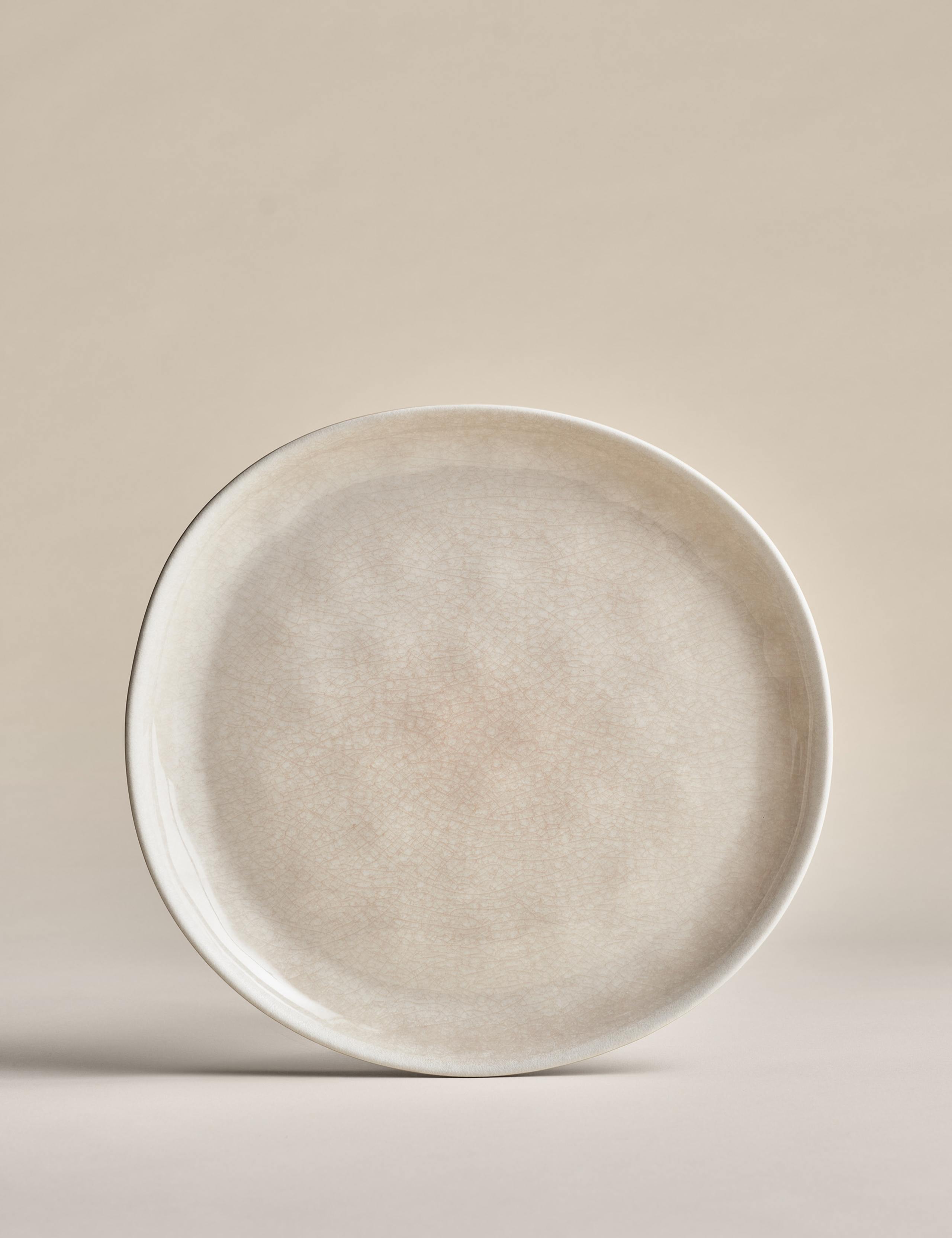 Set of 4 linen reactive picnic dinner plates (British brand)