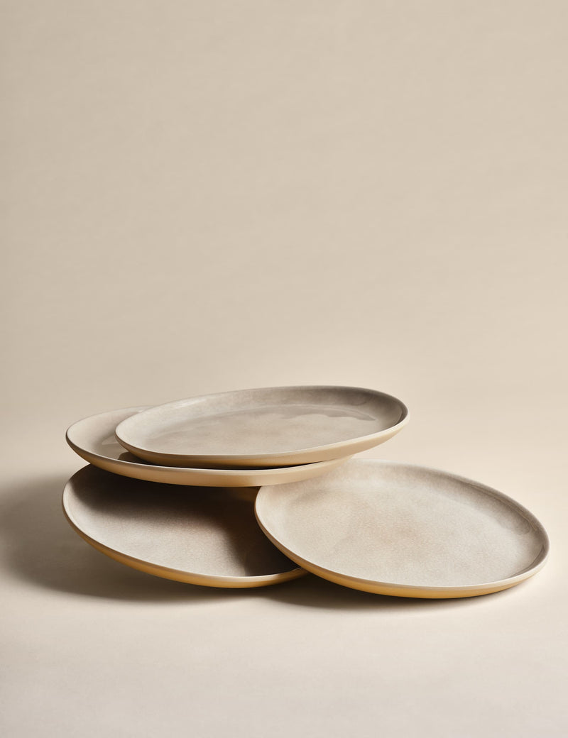 Set of 4 Linen Reactive picnic side plates (British brand)