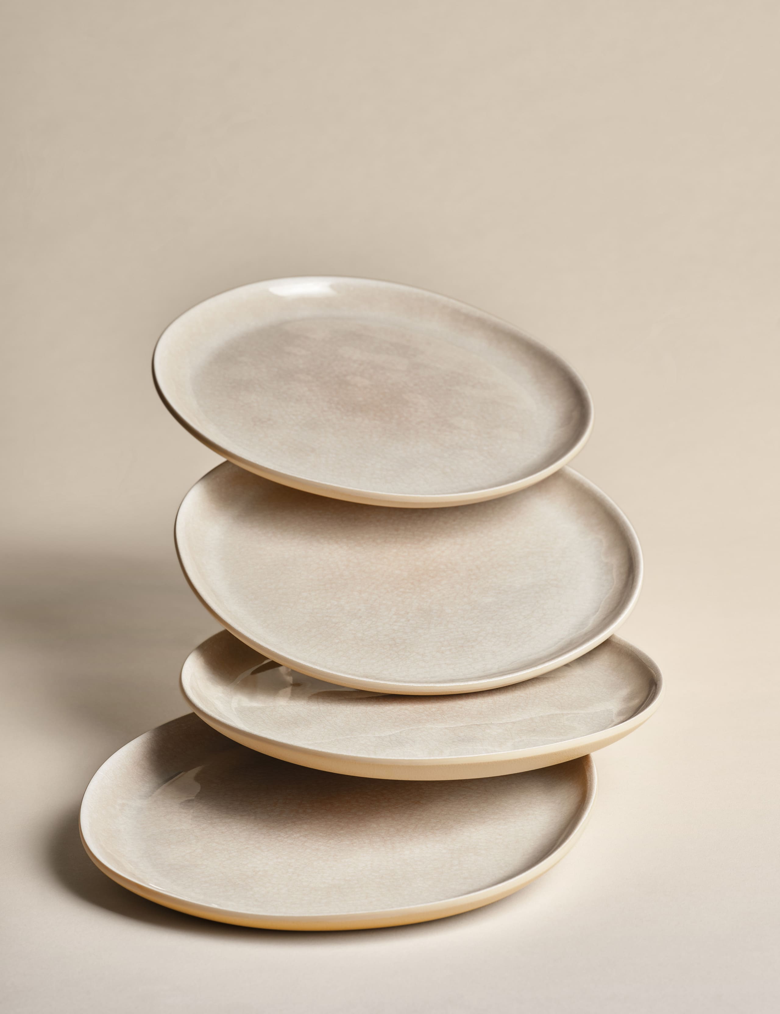 Set of 4 Linen Reactive picnic side plates (British brand)