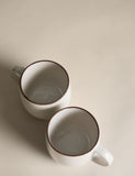 Set of four speckled ceramic mugs with contrast rims - British product