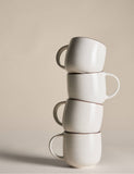 Set of four speckled ceramic mugs with contrast rims - British product