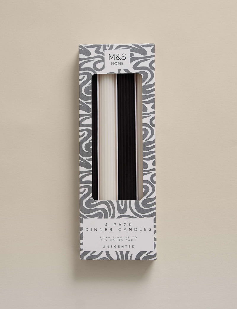 Mono dinner candles set of 4 unscented taper candles - British product