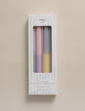 Set of 4 pastel dinner candles with ridged texture - British product