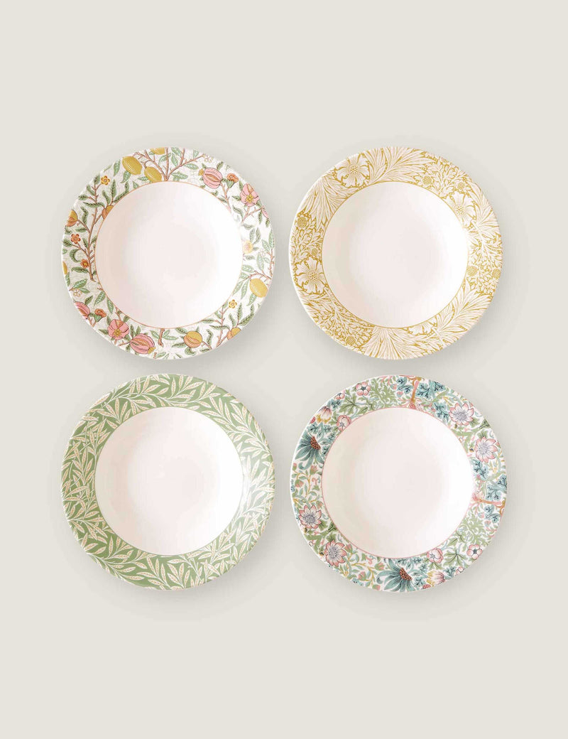 Morris & Co patterned pasta bowls set of 4 (British brand)
