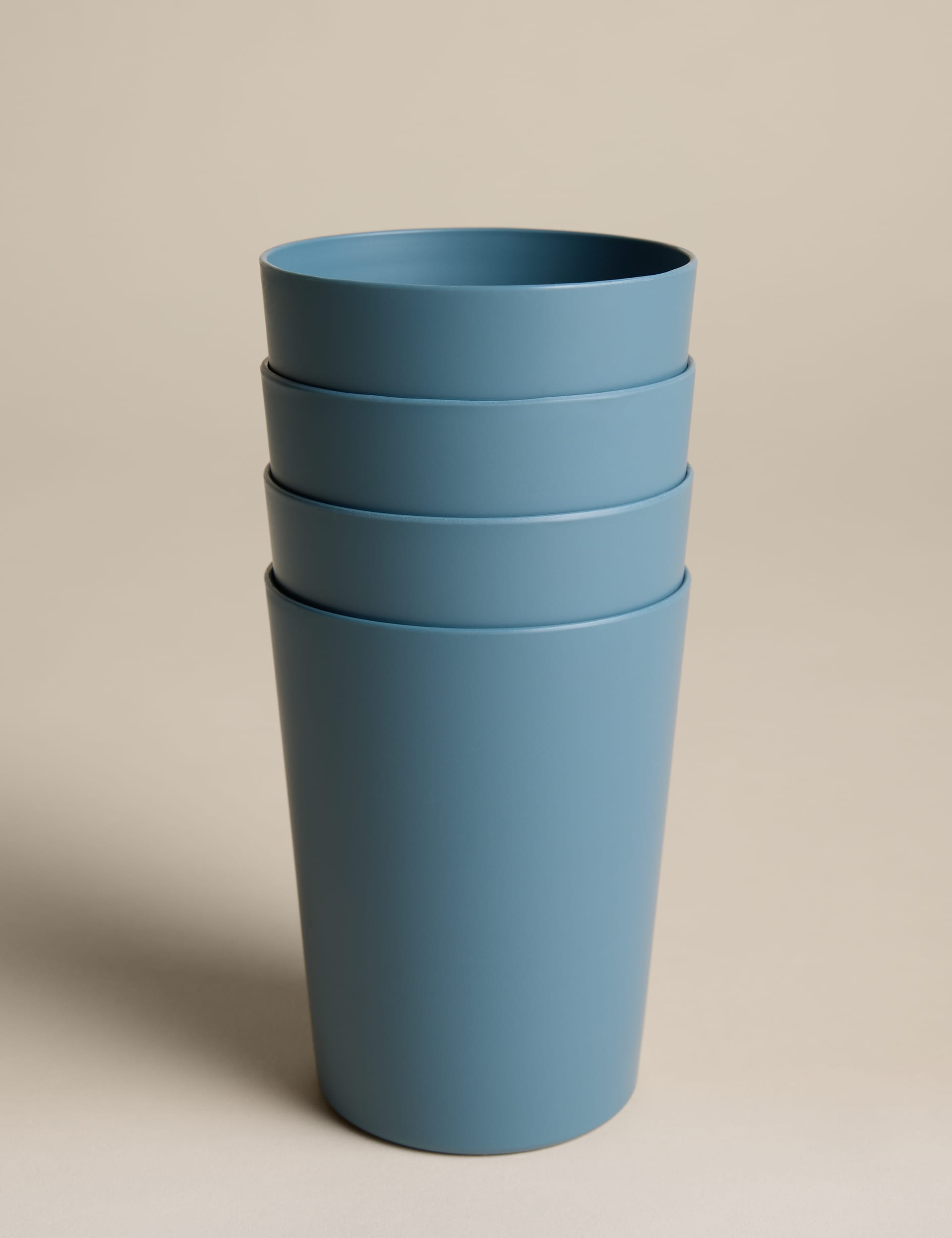 Set of 4 plastic picnic tumblers, stackable design, imported from the UK