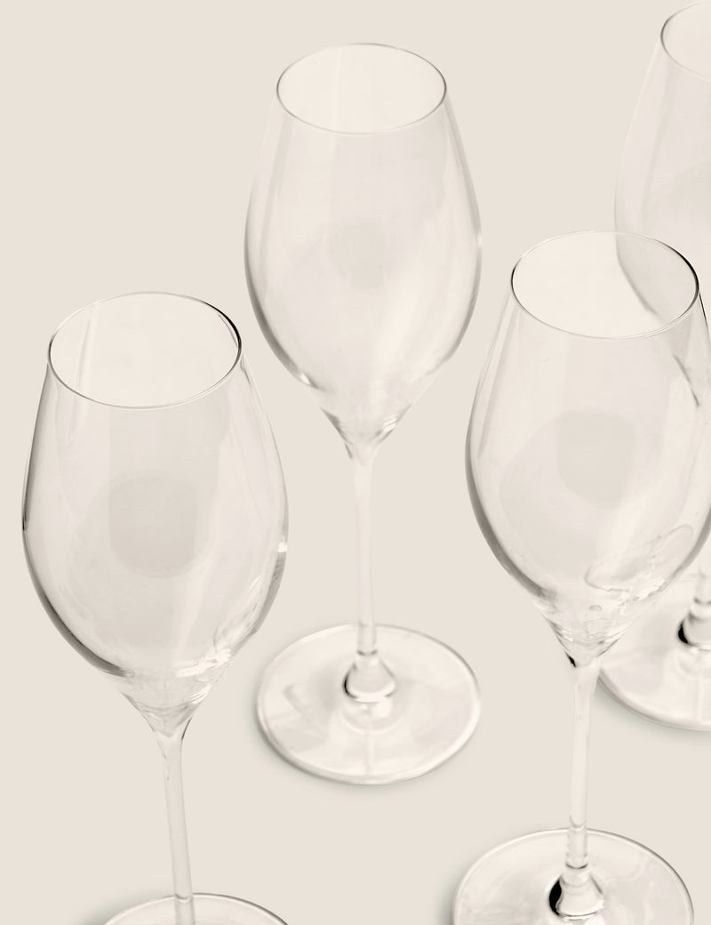 The Sommelier's Edit crystal prosecco glasses set of four (British brand)