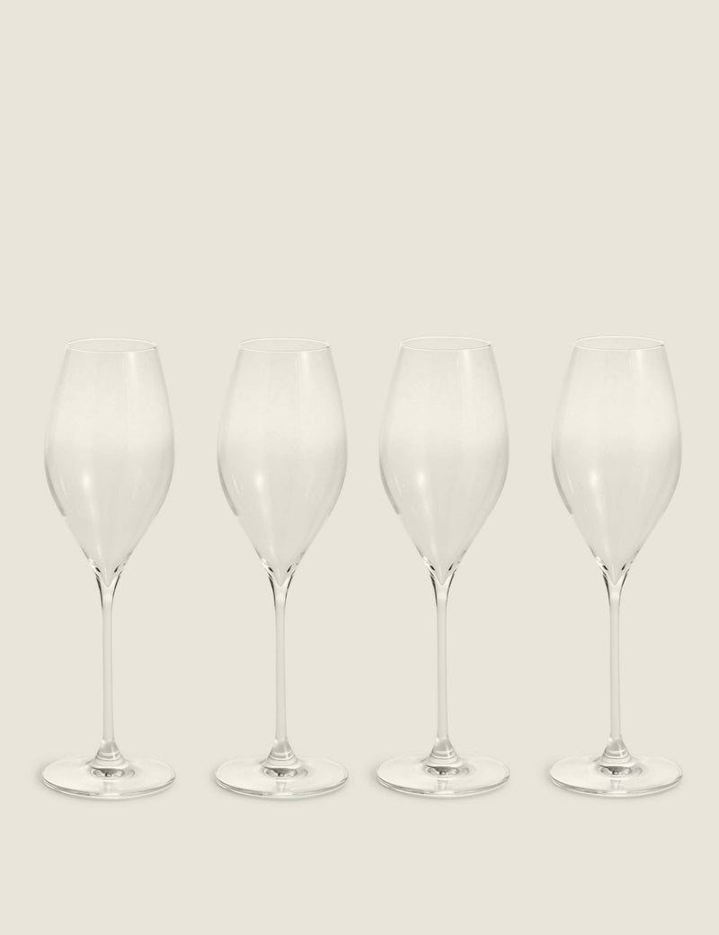 The Sommelier's Edit crystal prosecco glasses set of four (British brand)