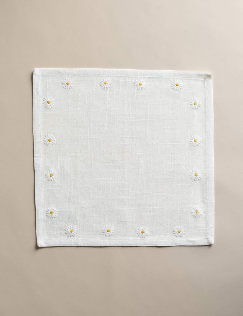 Cotton daisy napkins set of 4 embroidered - British product