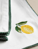 Lemon embroidered cotton napkins set of four, imported from the UK