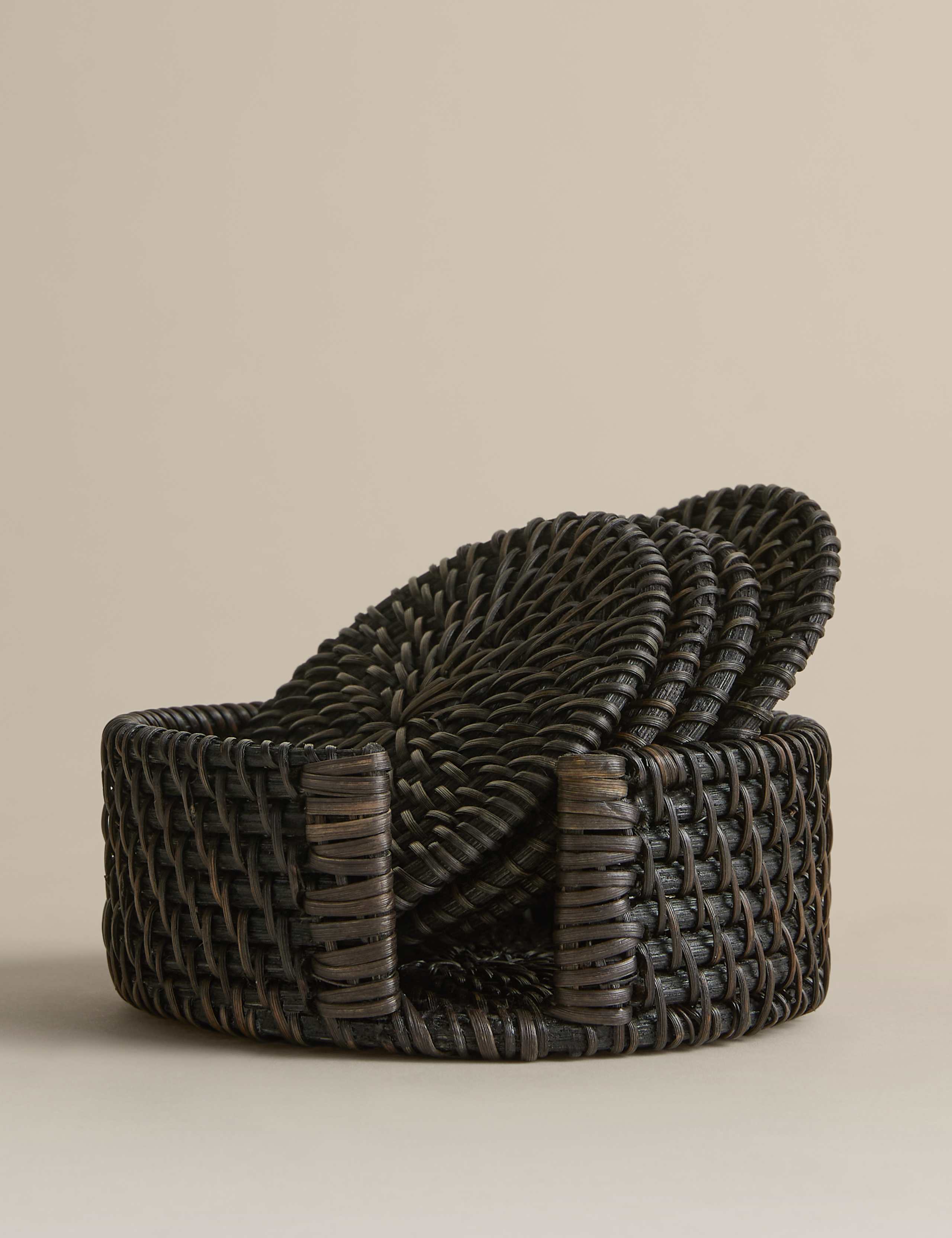 Rattan oval coasters set with holder, imported from the UK