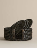 Rattan oval coasters set with holder, imported from the UK