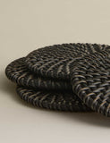 Rattan oval coasters set with holder, imported from the UK