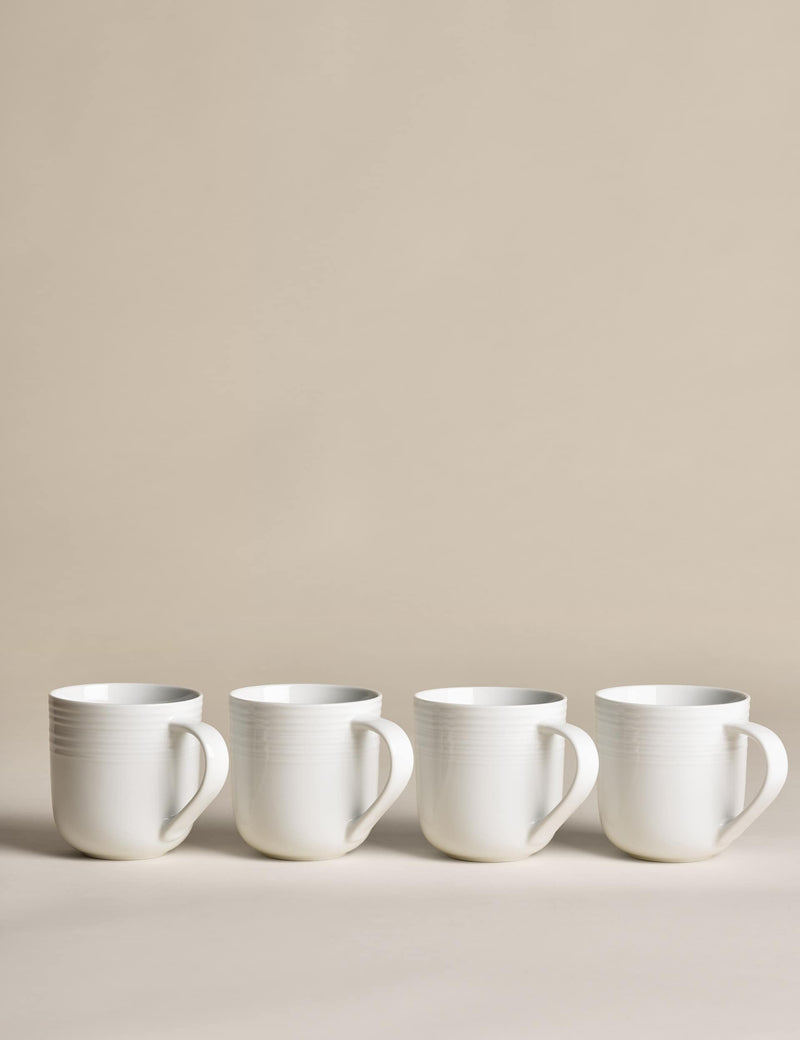 Set of four ribbed porcelain mugs (British brand)