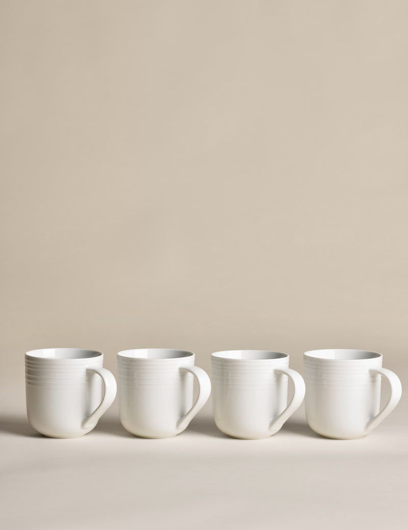 Set of four ribbed porcelain mugs (British brand)