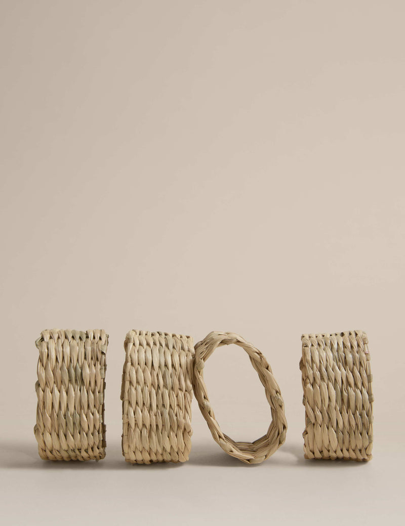 Seagrass oval napkin rings set of 4, imported from the UK