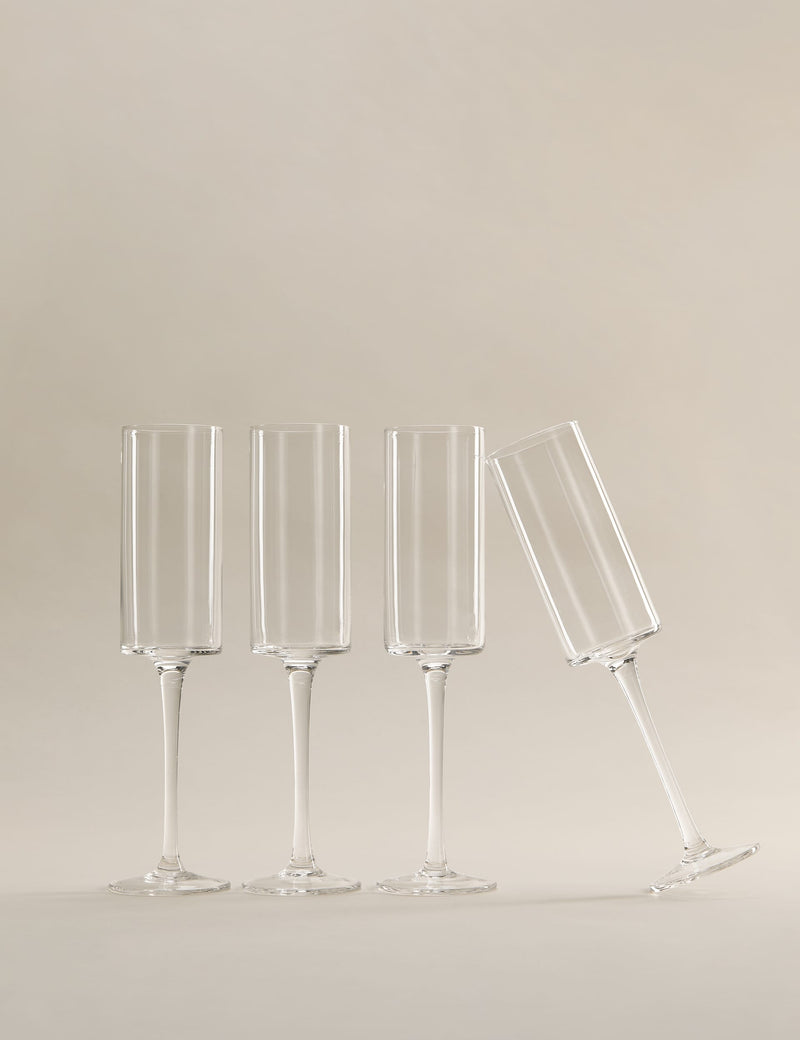 Straight sided champagne flutes set of 4 - British product