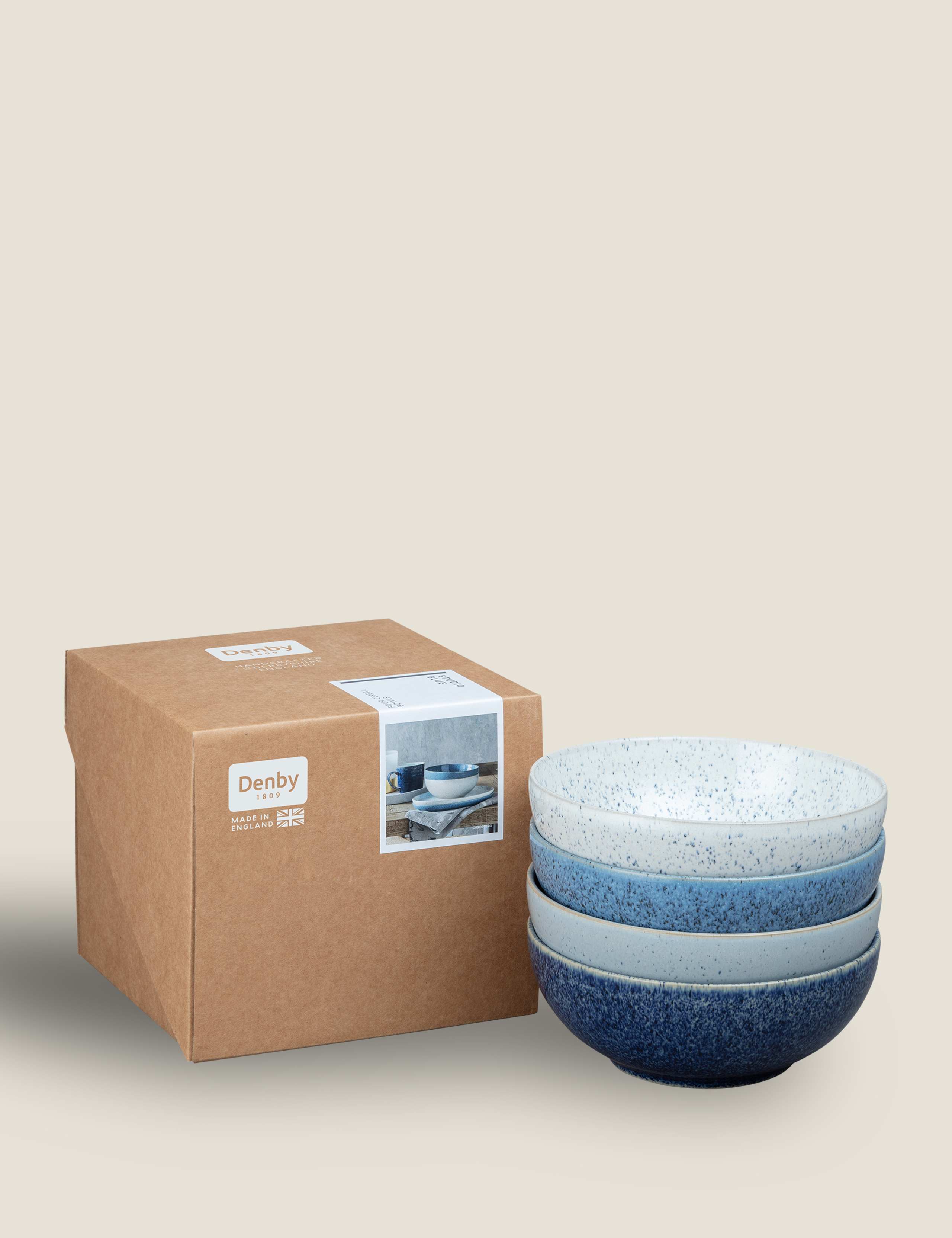 Denby Studio Blue cereal bowls set of 4 (British brand)