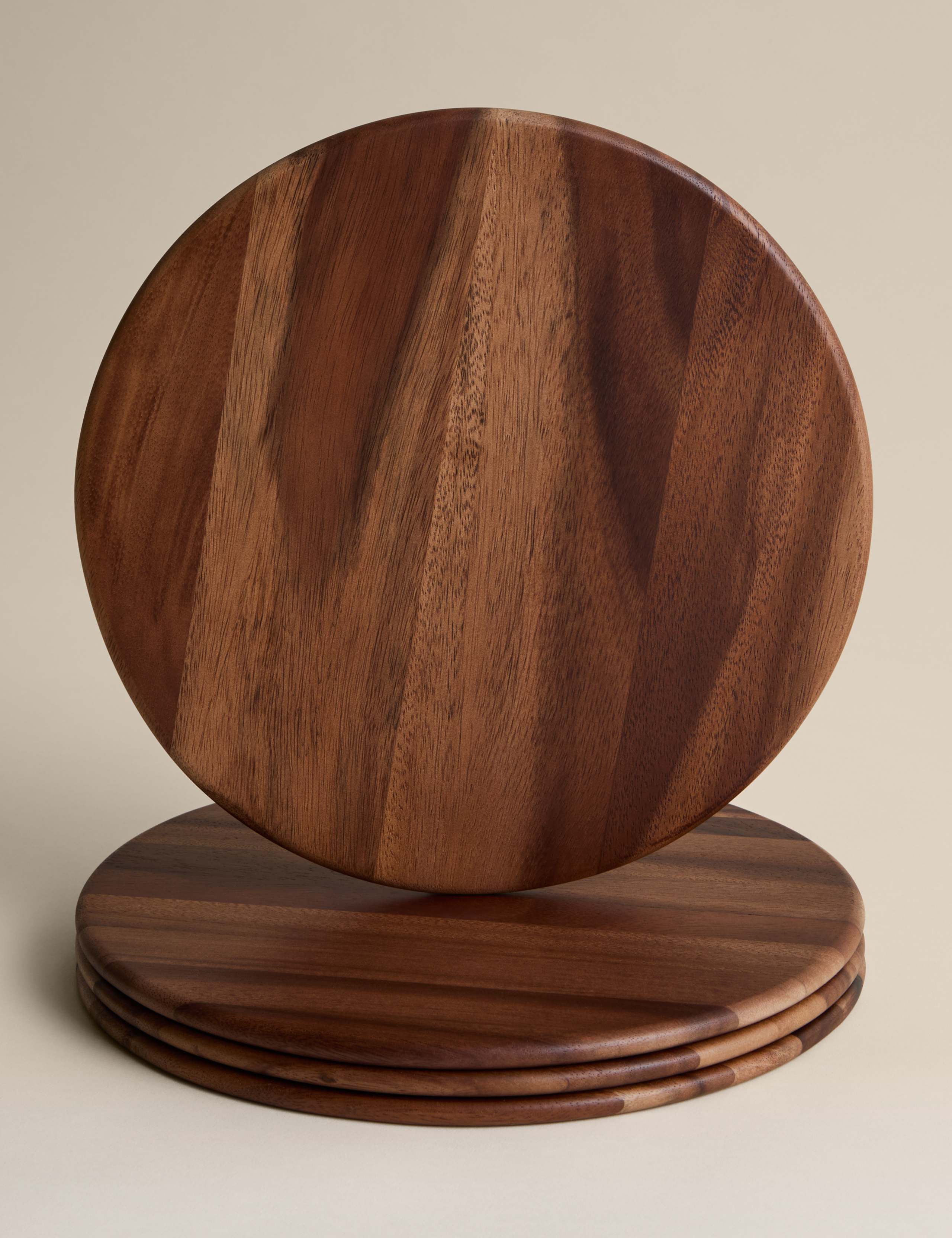 Acacia wood round placemats set of 4, imported from the UK
