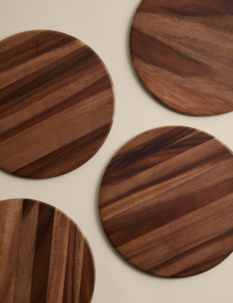Acacia wood round placemats set of 4, imported from the UK