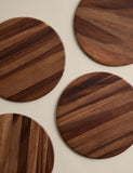 Acacia wood round placemats set of 4, imported from the UK