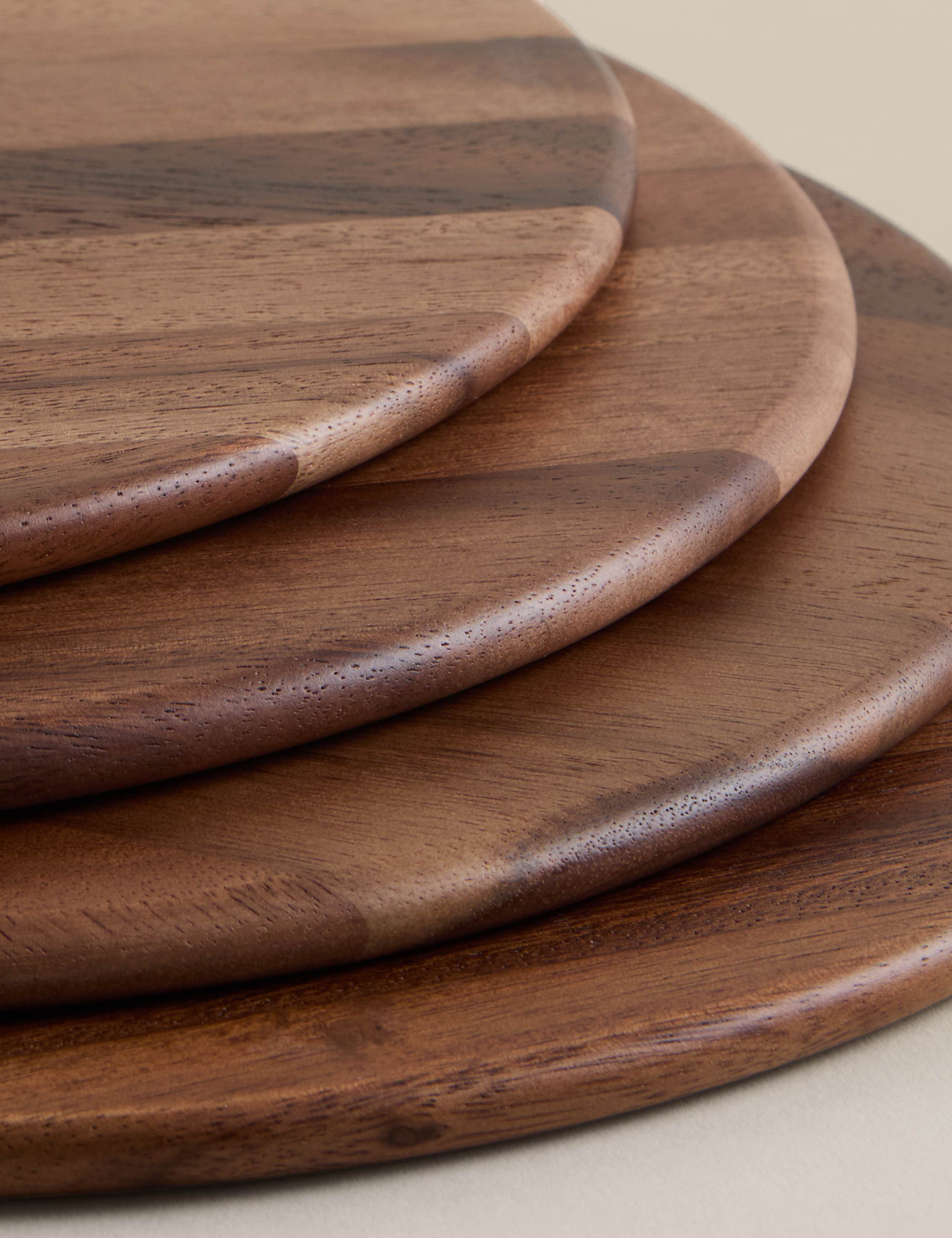 Acacia wood round placemats set of 4, imported from the UK