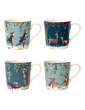 Sara Miller Woodland Tales fine china mugs set of four (British brand)