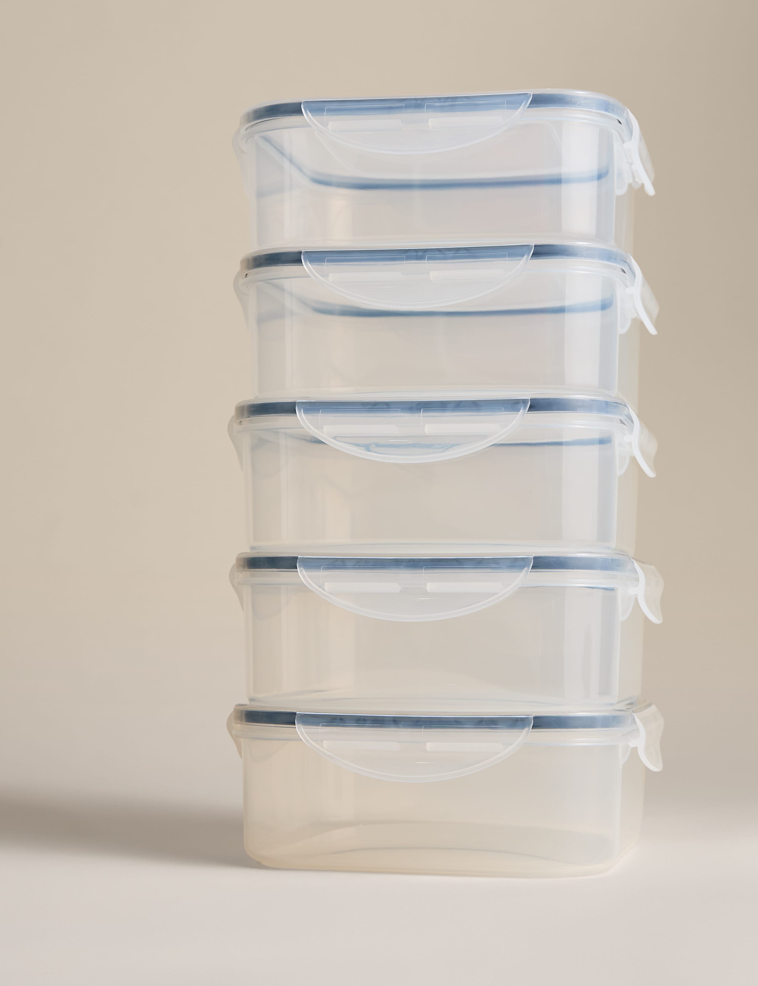 Set of 5 1.2L clip top storage boxes (British brand)